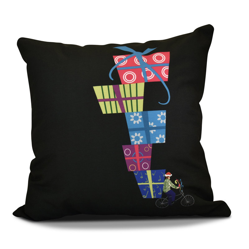 Square Pillow Cover and Insert, 16" H x 16" W, Black