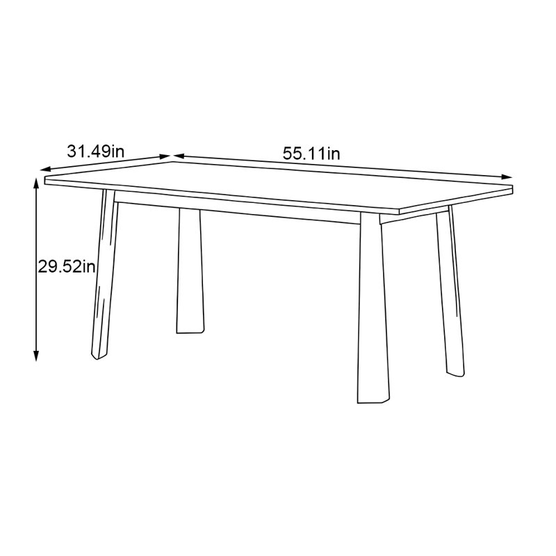 Rectangular home solid wood rock plate table, 29.52"H x 55.11"L x 31.49"W