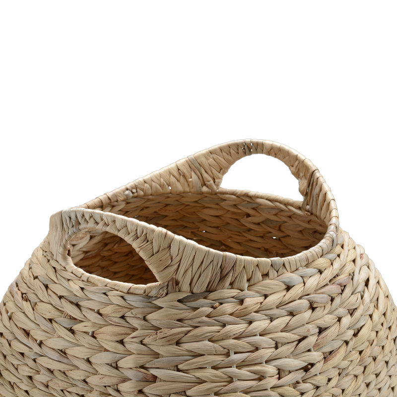 Panier en feuille de maïs tissé à la main avec poignées intégrées, solution de rangement naturelle