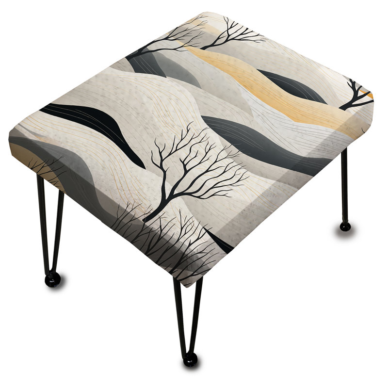 Gris gris minimaliste paysage terreux - Repose-pieds rectangulaire floral