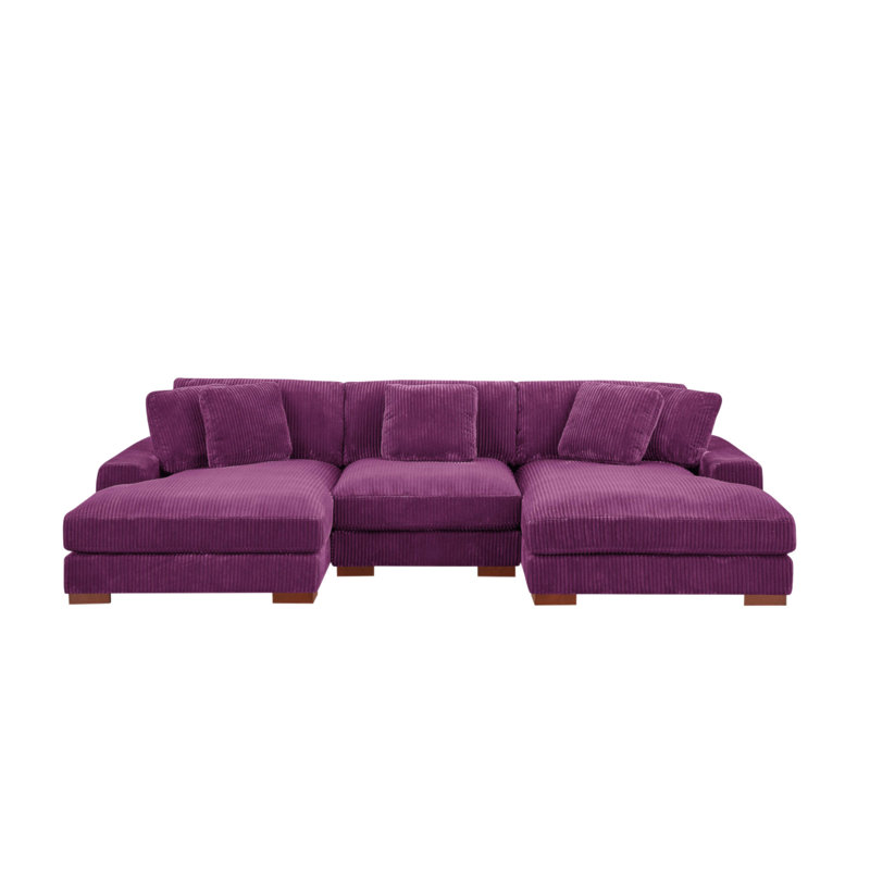 Grand canapé modulaire à double assise en velours côtelé Large Seating, Purple
