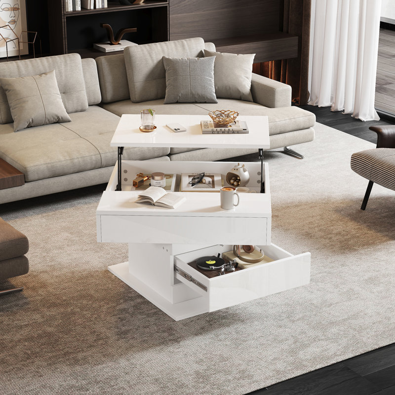 Table basse rotative à 360 ° Caldera, Blanc