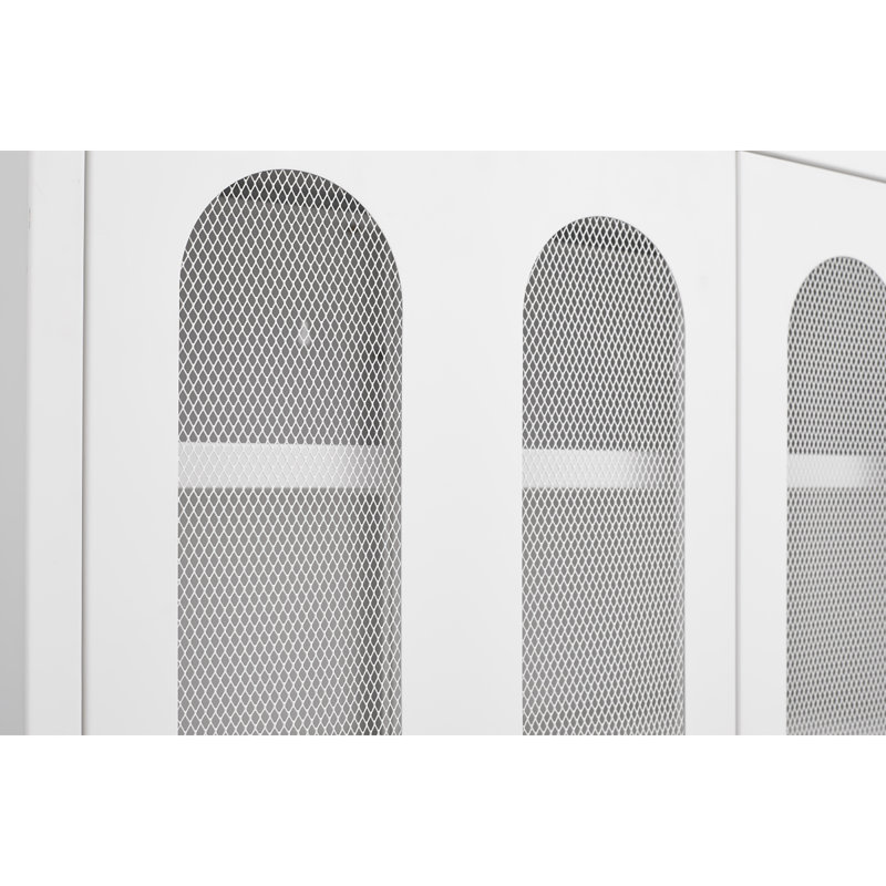 Armoires à chaussures: porte double moderne avec tablettes réglables, robot aspirateur accessible | Métal | Blanc cassé