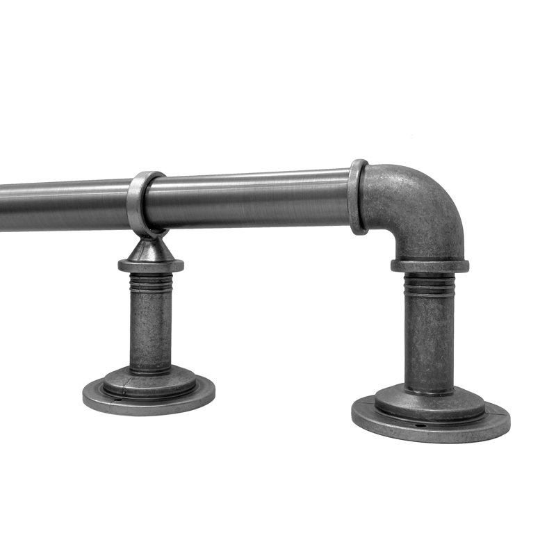 Ensemble de tringle à rideaux simple ajustable 1 "étain, gris, 36" - 72"