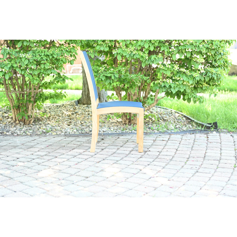 Riviera Teak Outdoor Sling Stacking Dining Chair, Black
