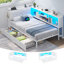 Single Bed Frame with Storage, 2 Drawers and Upholstered Headboard, 3ft Single Beds with Charging Station, LED Lights and Pegboard for Bedroom, Reversible Daybed/Corner Beds-129473239