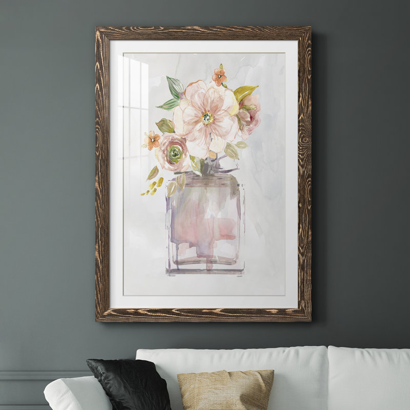 Mini Bouquet I - Peinture encadrée, H 31 po x l 44 po x P 1 po, Toile avec cadre en noyer