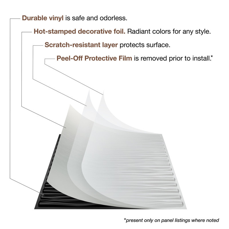 Panneau de plafond décoratif en vinyle 2 pi x 2 pi FASÄDE, Aluminium brossé