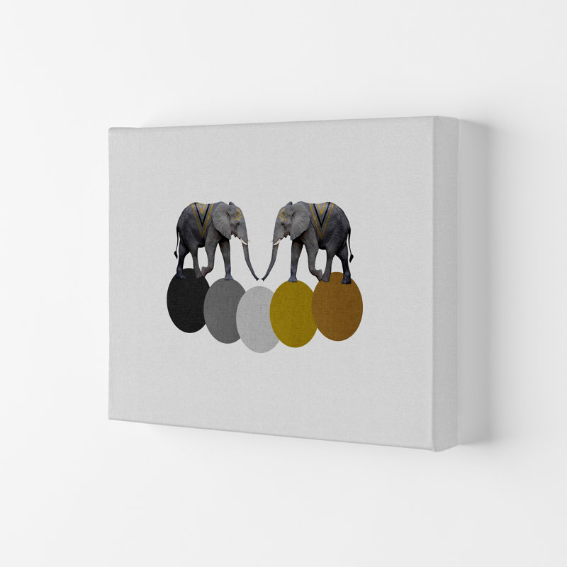 Tribal Elephants - Print, 59.4cm H x 42cm W x 4cm D, Wrapped Canvas