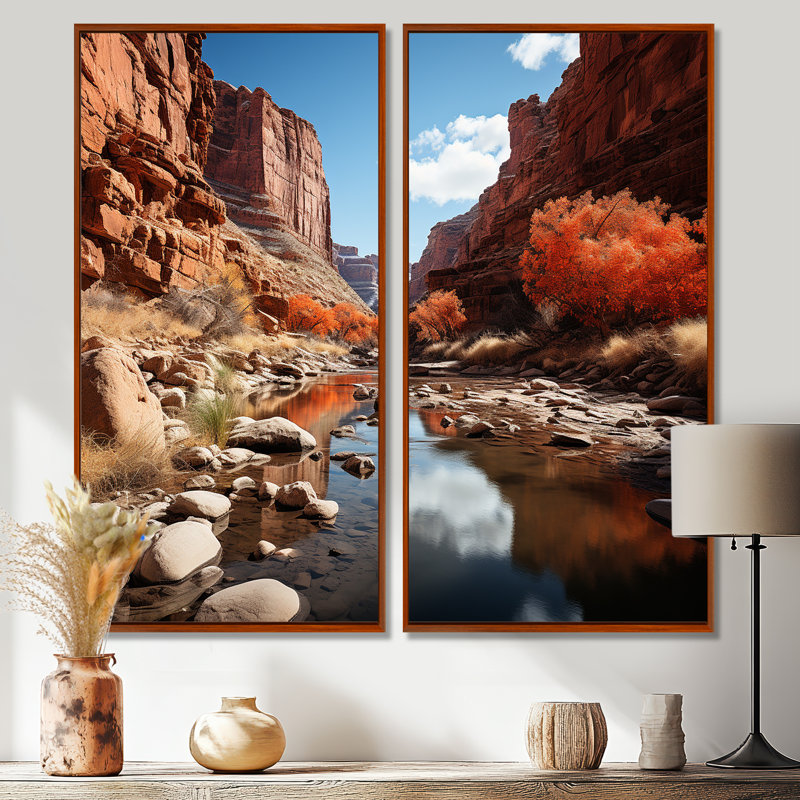 Canyon, passage intemporel II - paysages, art mural Canyon, 20" H x 24" W, Impression encadrée flottante, Brown