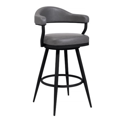 Tabouret de bar 30 po en similicuir rétro, pieds en métal