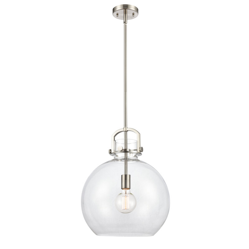 Borgen 1 - Light Single Pendant, Brushed Satin Nickel, 13.37" H x 10" W x 10" D, LED