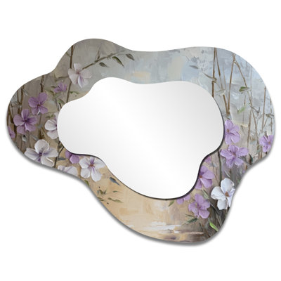 Minimalist Lavender Horizon - Lavender Irregular Asymmetrical Mirror, Traditional Wall Mirror, Printed on Metal