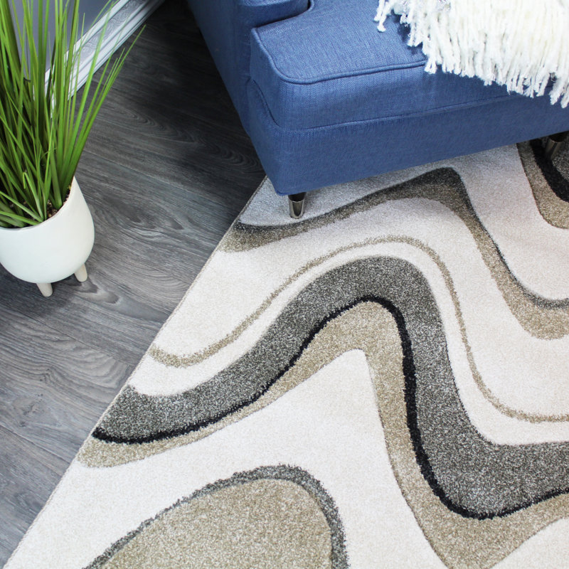 Dura Abstract Ivory/Gray Area Rug, Rectangular 6' 7" x 9' 6"