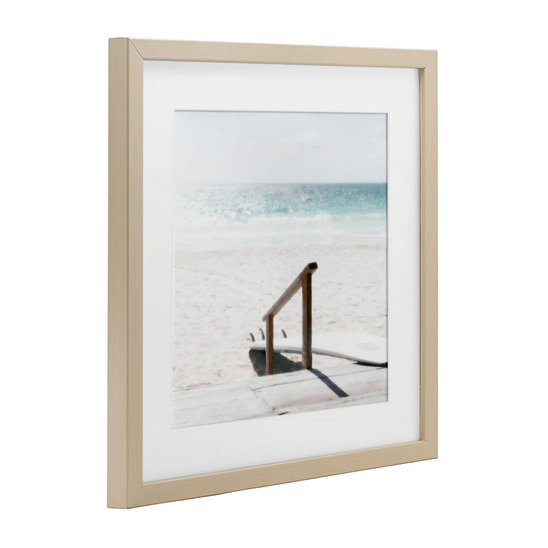 «Resting Board Beach Coast», reproduction encadrée sous verre, conception de Noah Bay, Cadre de récolte en pin