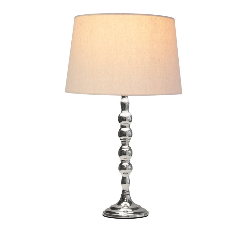 Waukena 50cm Candlestick Table Lamp, 50cm H x 30cm W x 30cm D, Silver, Beige