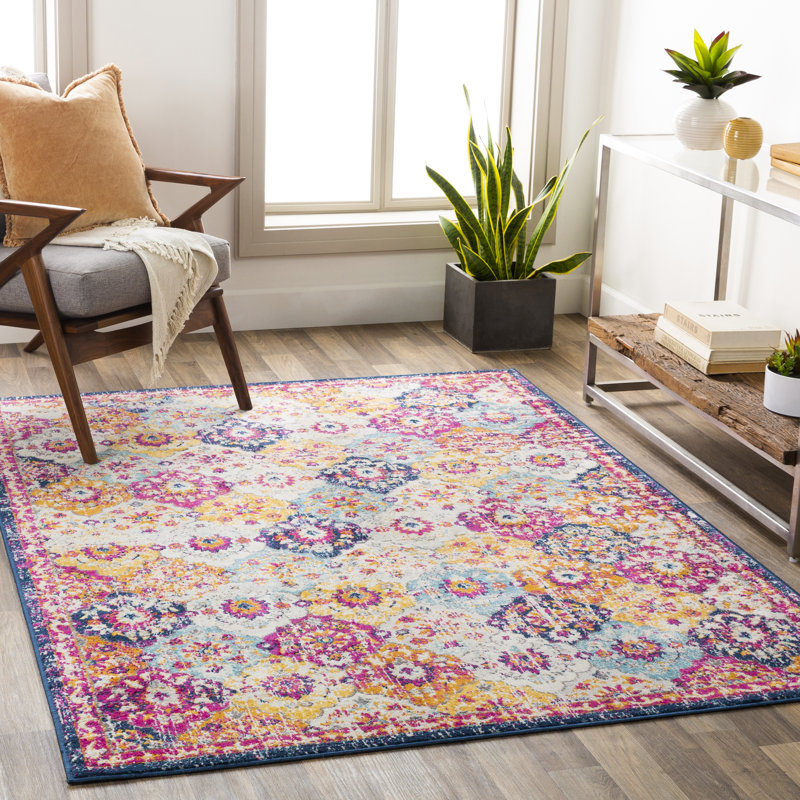 Fleeman Floral Indoor Rug, Rectangle 5'3" x 7'1"