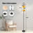PeeNoke 68.5" Standing Floor Lamp Orange Blue Floral Leaves White Dimmable Metal Pole Lamp with Linen Lampshade LED Bulb Included