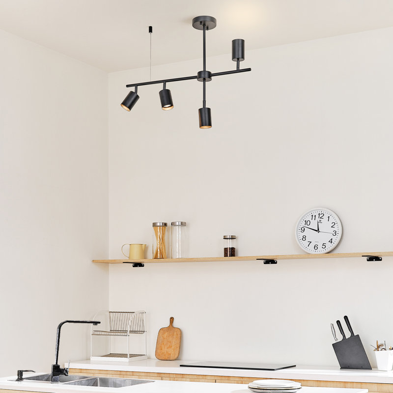 Jeremaiah 4 -Light Fixed Track Track Kit with Dimmable and Adjustable Head, 29.9" H x 5.75" L x 5.75" D, Black