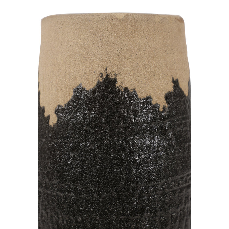 Vase décoratif en céramique avec détails terre cuite Lona, H 14 po x l 7 po x P 7 po