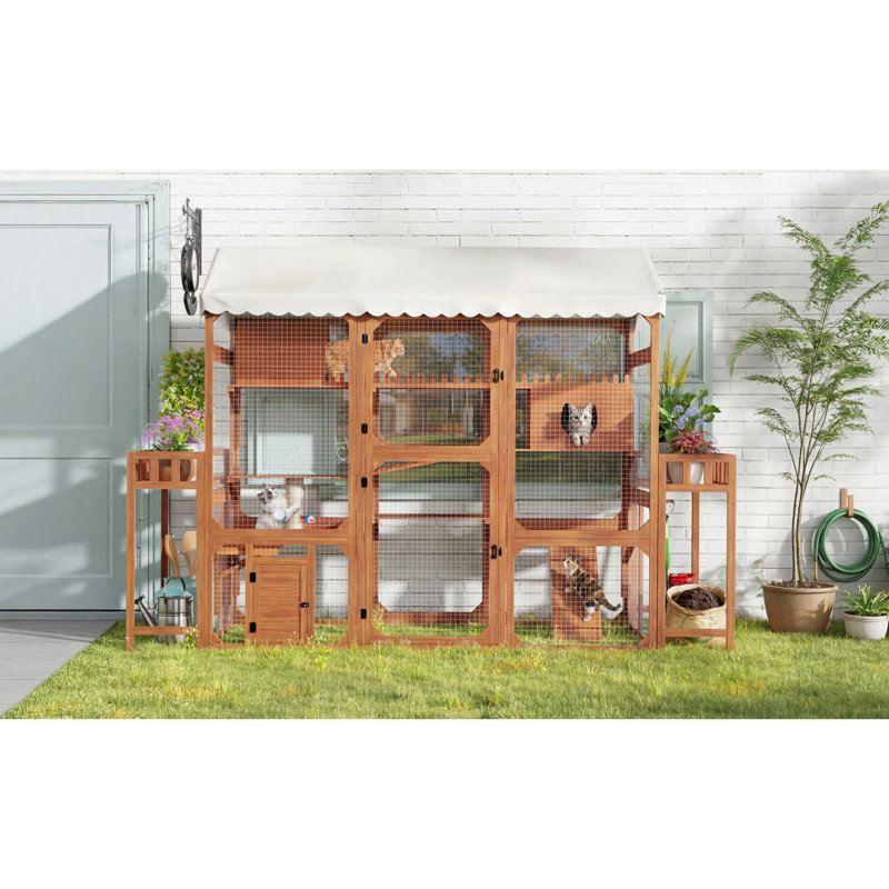 Large Wooden Cat Cages & Playpens, Weather-resistant For Backyard
