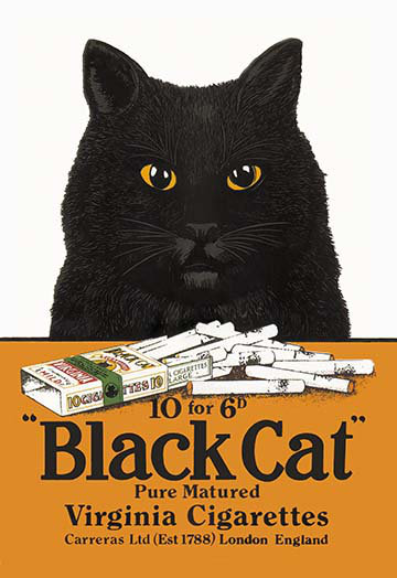 « black cat pure mature », affiche rétro, H 30 po x l 20 po x P 1,5 po