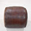 Pouf rond en cuir de chèvre massif uni (rembourrage en coton recyclé) de couleur brune 18 po x 18 po x 18 po
