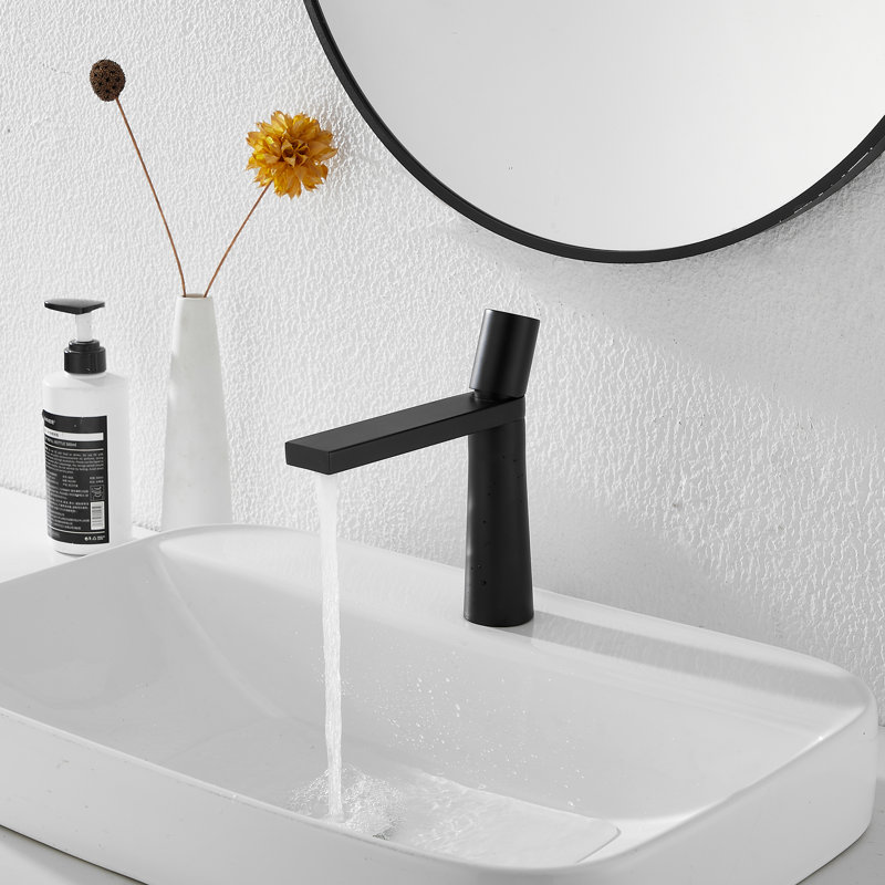 9316-Black Single Handle Bathroom Sink Faucet Matte Black With Drain Assembly