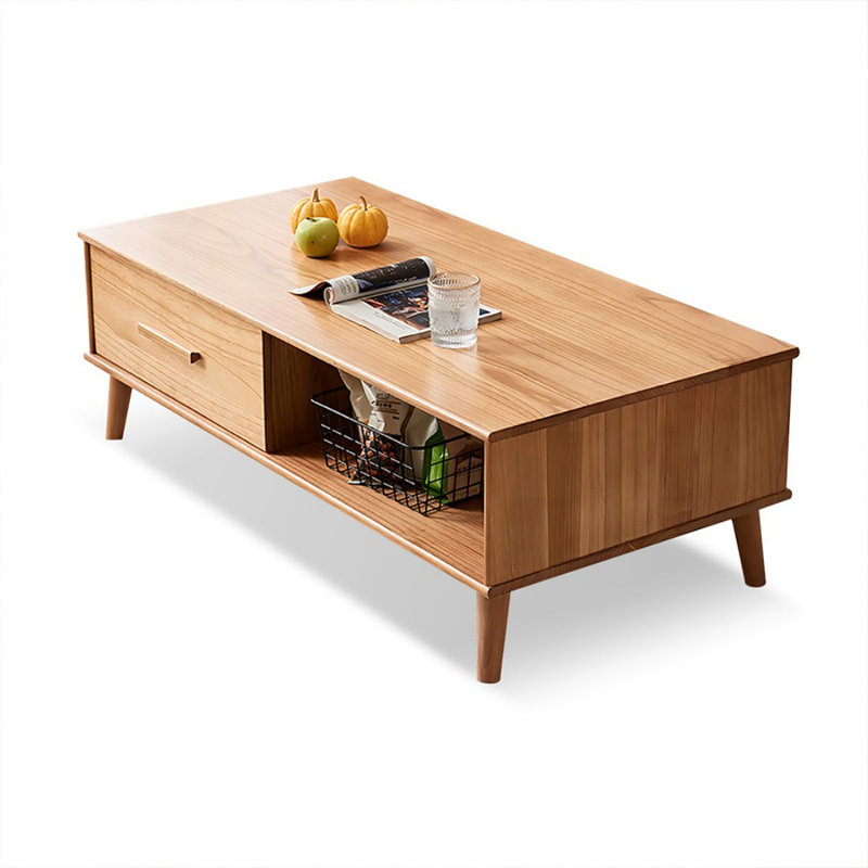 Burlywood Solid Wood Rectangular Coffee Table, Burlywood, 15.75" H x 39.37" L x 19.69" W