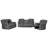 3-Piece Faux Leather Reclining Sofa Set, 5 Manual Recliners, Drop Down Table with Cup Holders-1883257634