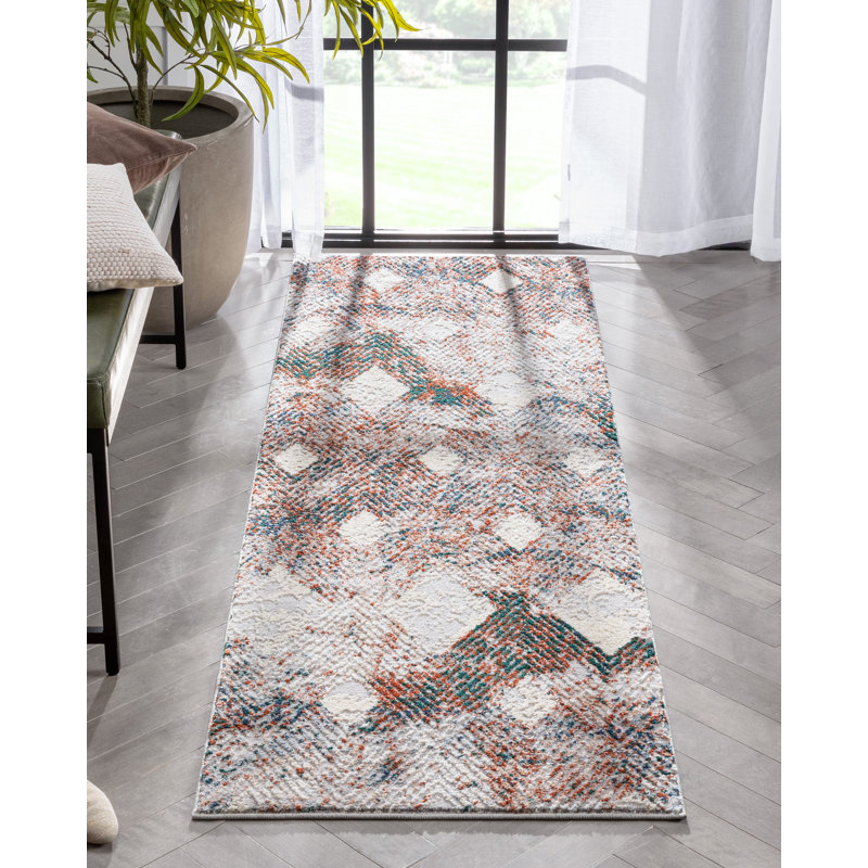 Leona Geometric Synthetic Area Rug, Runner 67 x 220cm