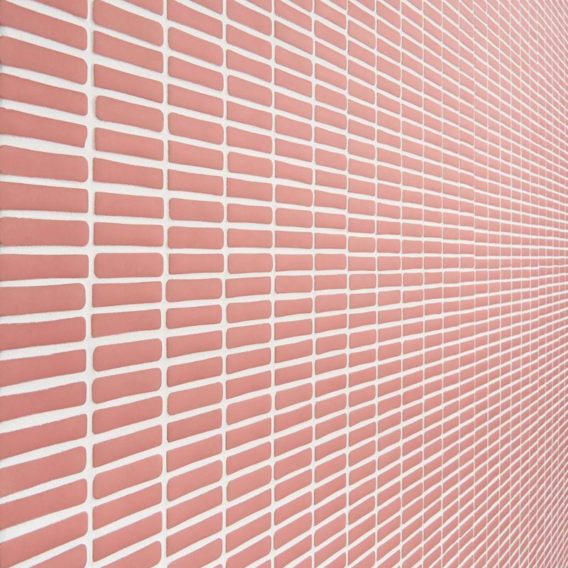 Venini 1/2" x 2" Mini Brick Frosted Glass Mosaic Tile, Pink