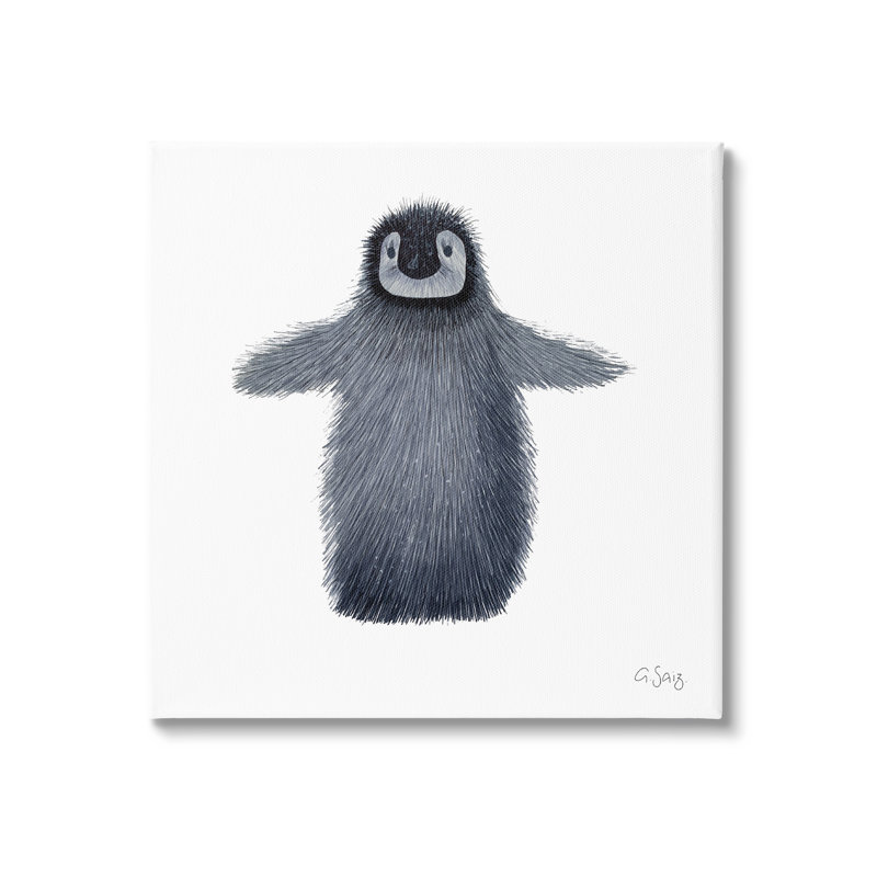 Adorable bébé pingouin, Illustration d'un animal arctique, Ale Saiz Studio, L 17 po x H 17 po, Toile tendue
