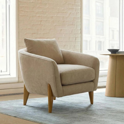 Chaise d'appoint rembourrée moderne Grieco avec pieds et dossier en bois massif