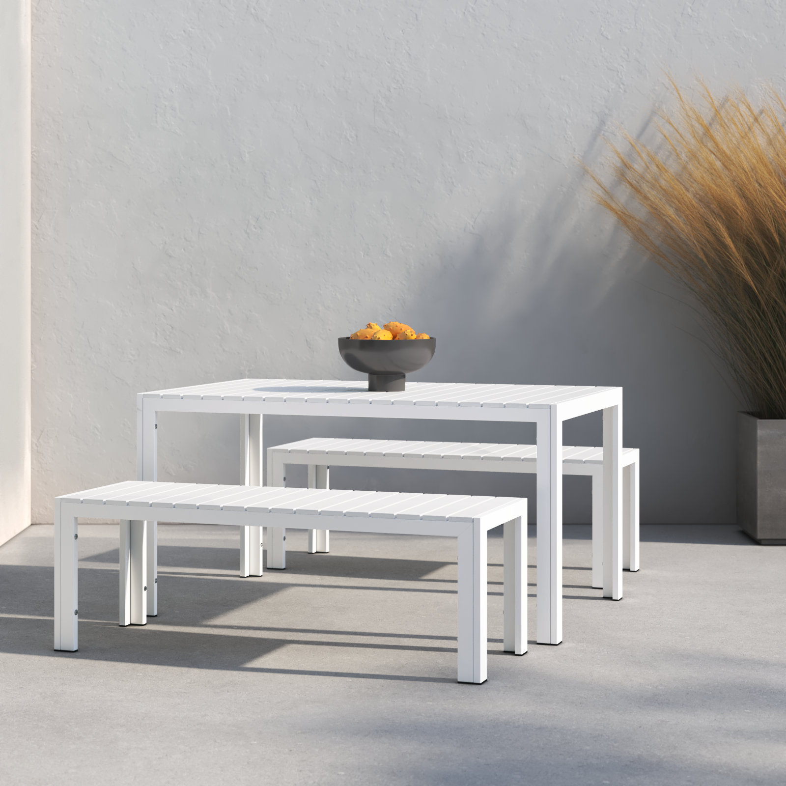Joel 59" Patio Dining Set, White