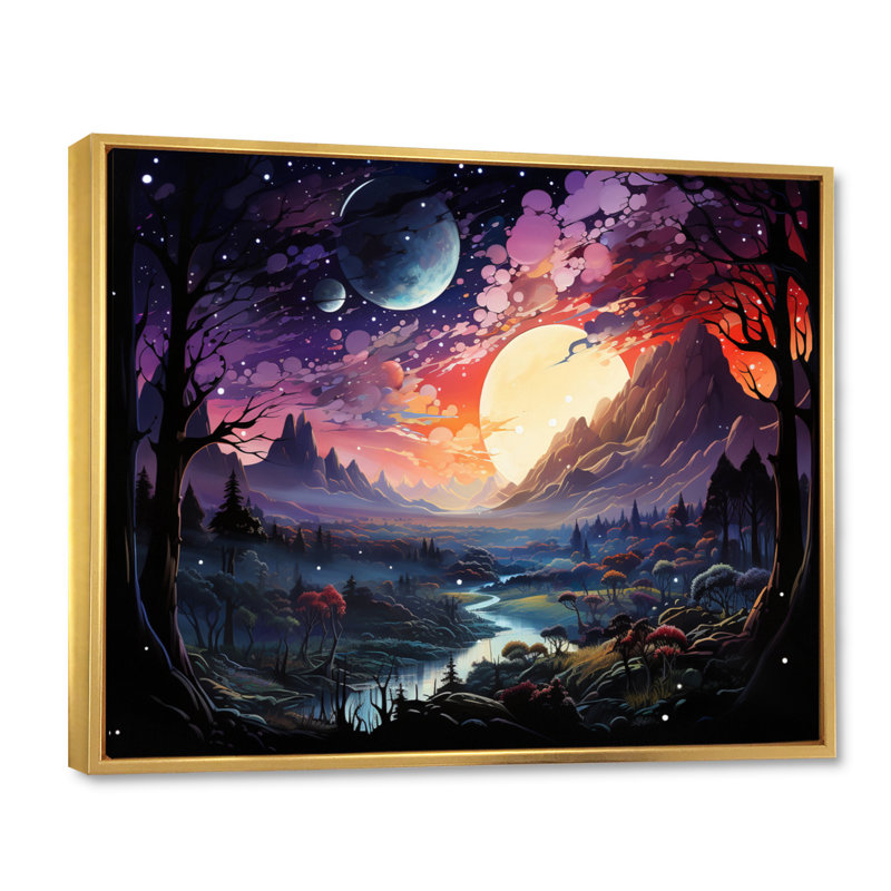 «Stars Infinity Landscape II», reproduction sur toile, H 16 po x l 32 po x P 1 po, Cadre flottant doré