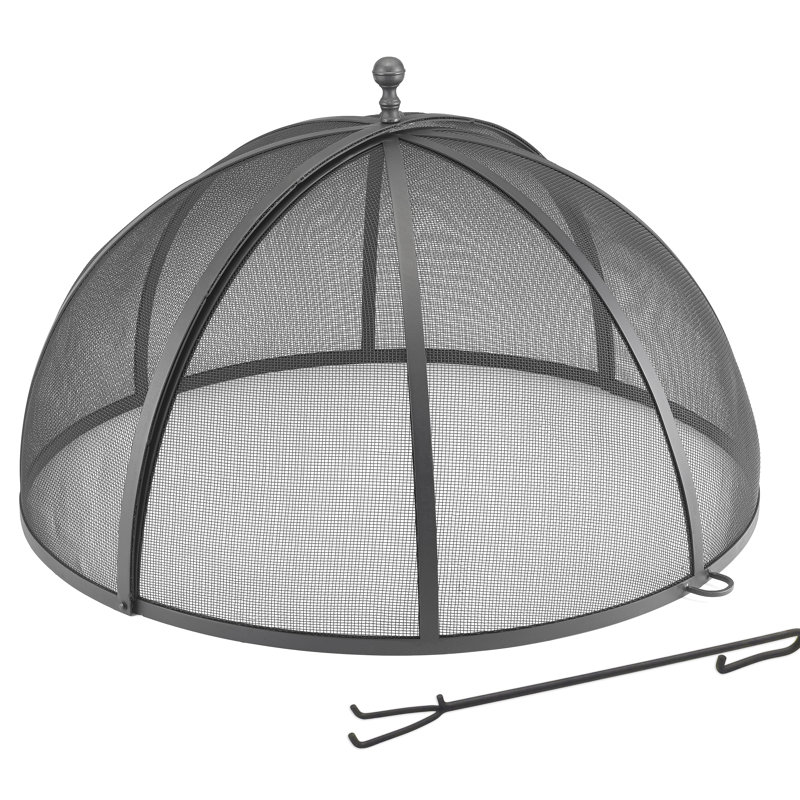 Extra Large Black Powder-Coated Steel Mesh Spark Screen with Lifter