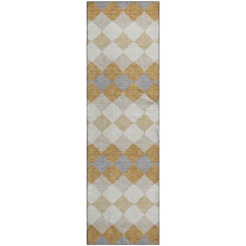 Premium Machine Washable Bunderberg AMF1007 Geometric Rug, Runner 2'3" x 7'6"