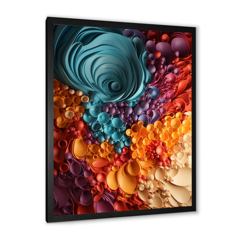 Rainbow Reverie Collages III - Abstract Collages, art mural, Cadre photo noir, H 32 po x l 24 po x P 1 po