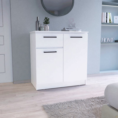 Commode Orleans à 2 portes et tiroir simple, blanc
