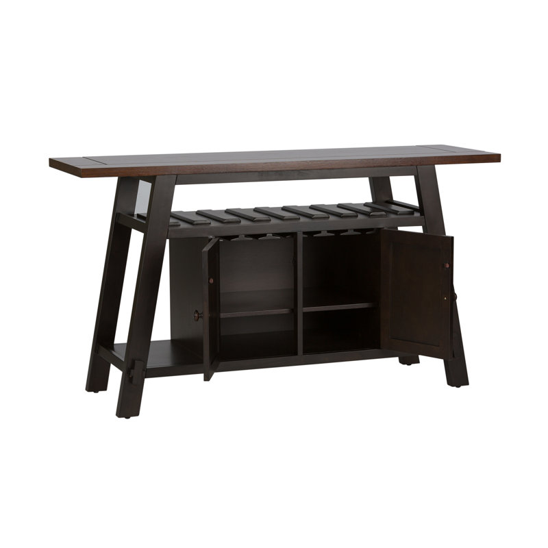 Aljona 60'' Solid Wood Top Console Table, Black