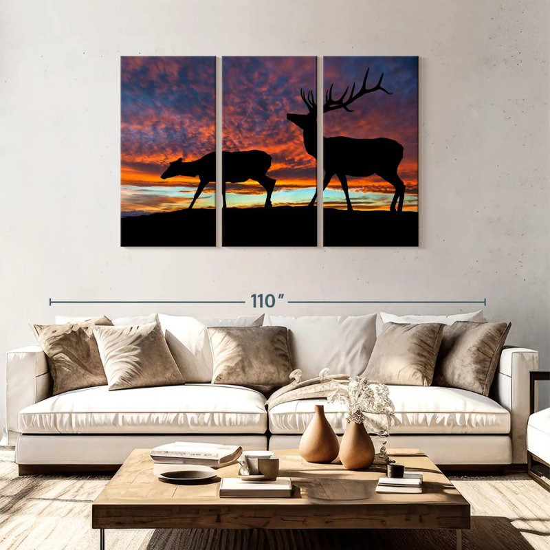 Brampt Elk Sunset Silhouette, 48" H x 74" W