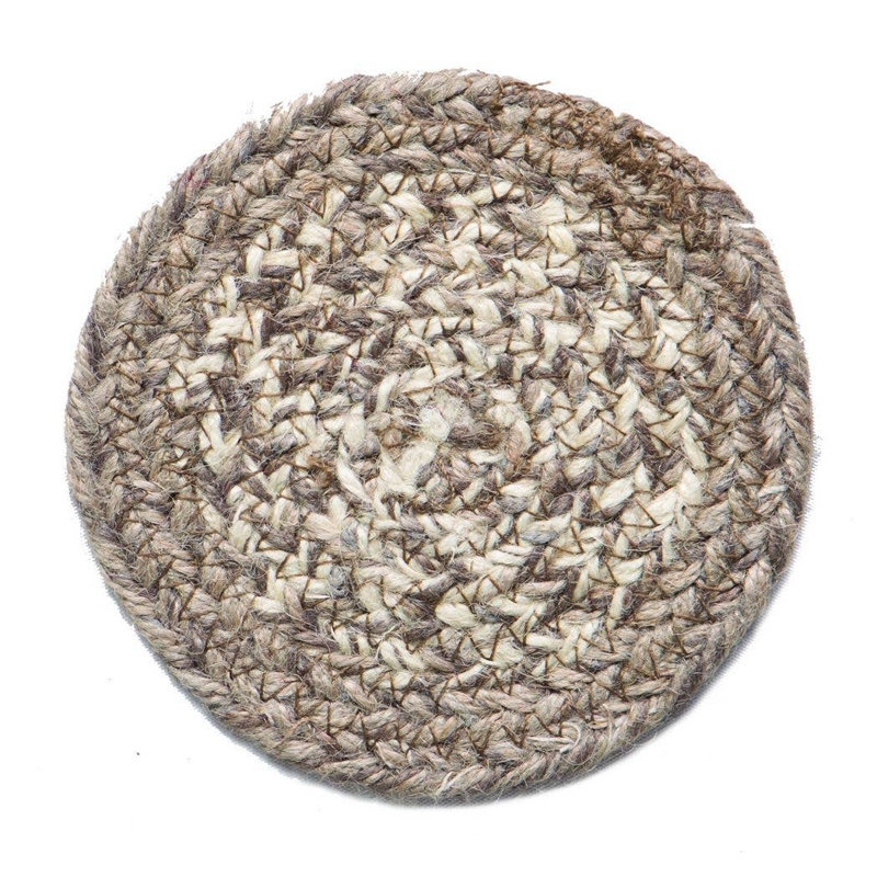 Fredrikk Cotton Round 1 Piece Coaster, Beige/Gray/Cream