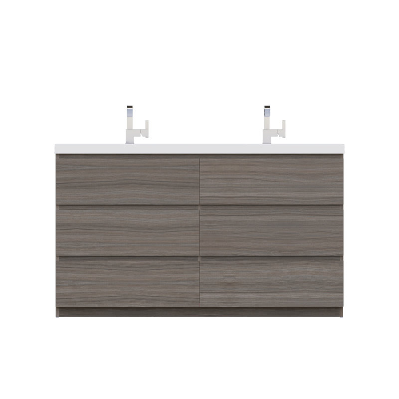 Ensemble de meuble-lavabo double 60 po Arjina, Gris