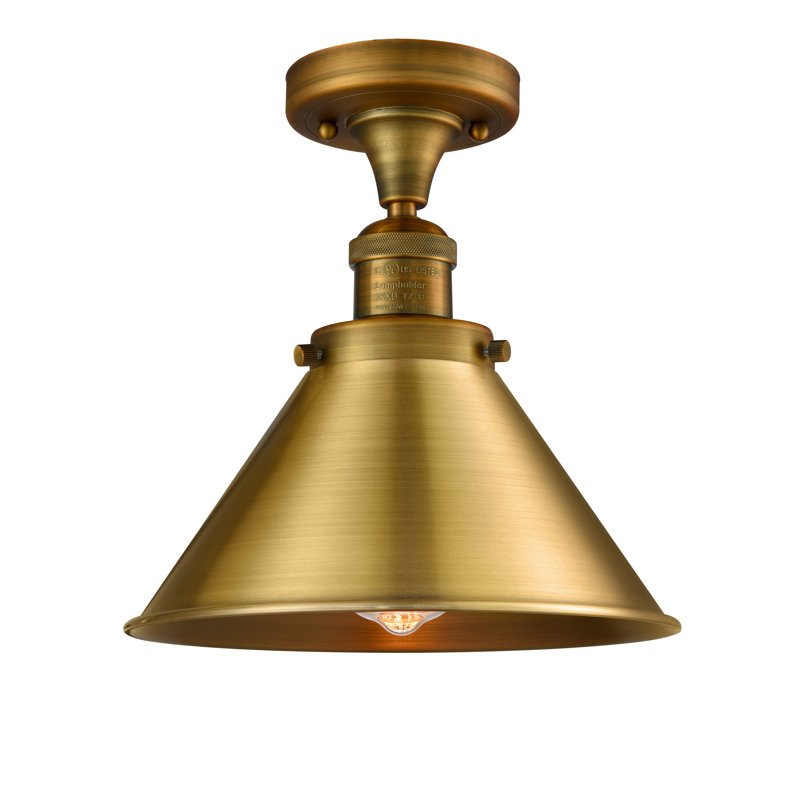 Elwell Semi Flush Mount, No Bulb Included, Brushed Brass, Brushed Brass