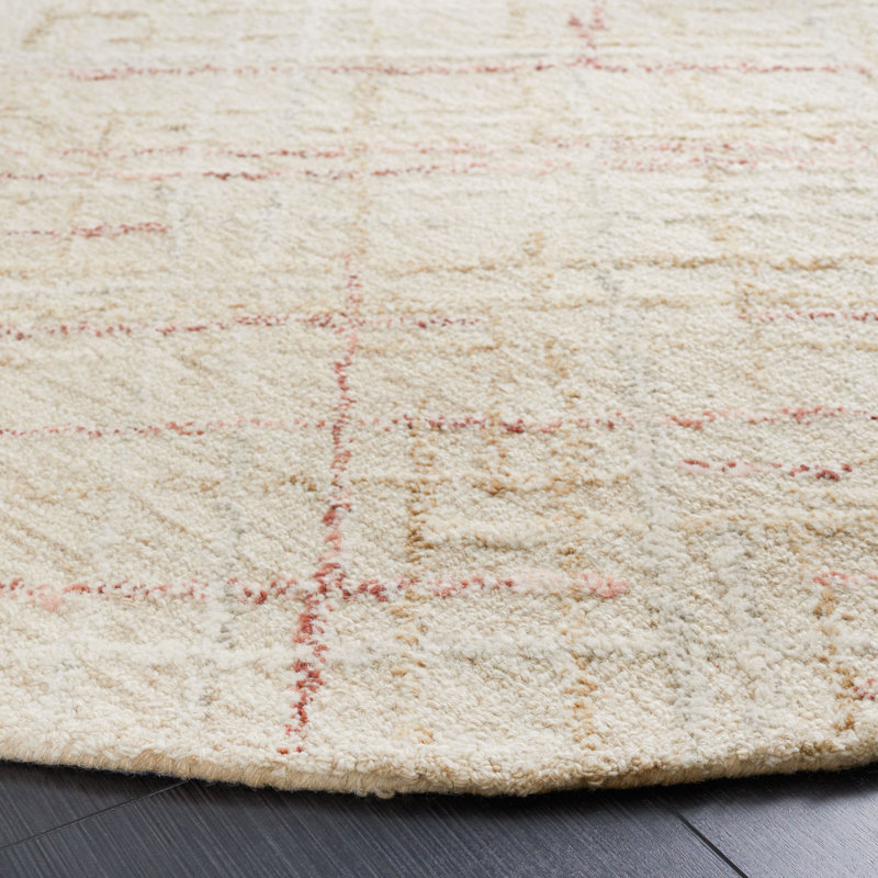 Tapis abstrait tissé à la main Menendez, Rond 6 pi