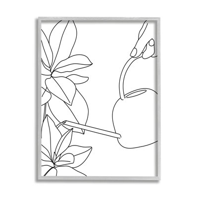 Arrosoir et fleurs printanières - Dessin