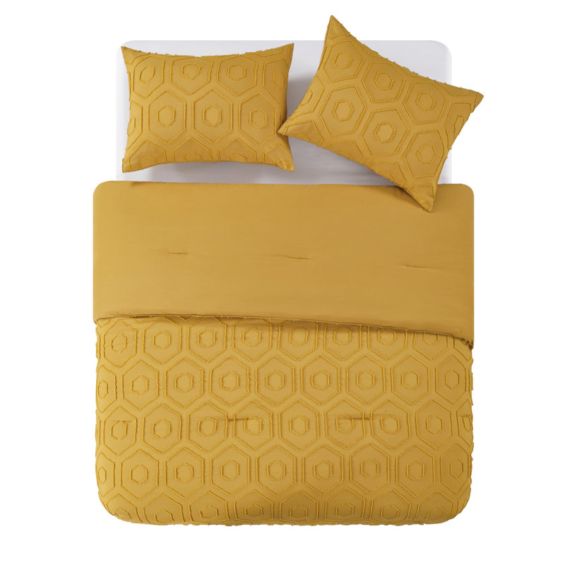 Polyester Argyle Comforter, Mustard, King Comforter + 2 King Shams