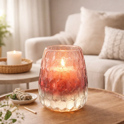 Ouragan en verre | Votive Ruby Lustre en verre | 3,3 po | Décoration intérieure | Porte-bougie