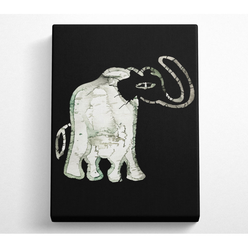 Native Elephant Art B N W - Wrapped Canvas Print, 142.2cm H x 101.6cm W x 10cm D